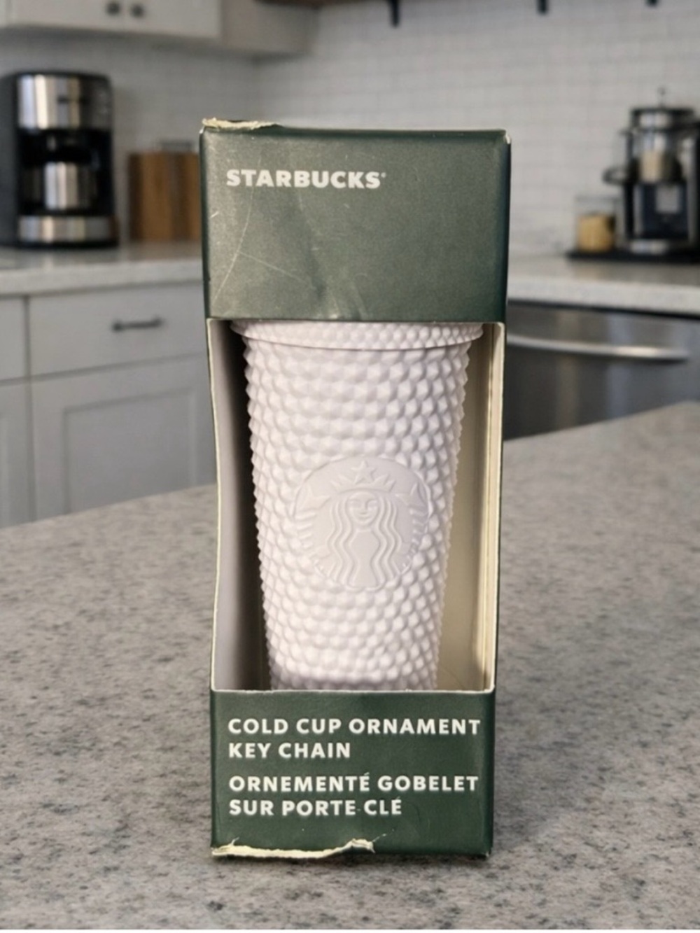 Starbucks Lilac Studded Soft Touch Mini Ornament Keychain NWT